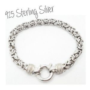 Exquisite Byzantine Chain Bracelet 925 Sterling Silver 15.49g Medium Sz 7.75"